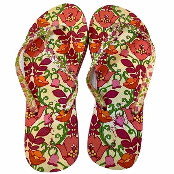Vera Bradley Brightly Colored Floral Flip Flops - Picture 1 of 4